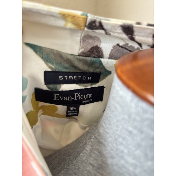 Evan Picone Woman Size 16W White Multicolored Floral Paint Splatter Print Blazer - Picture 7 of 8